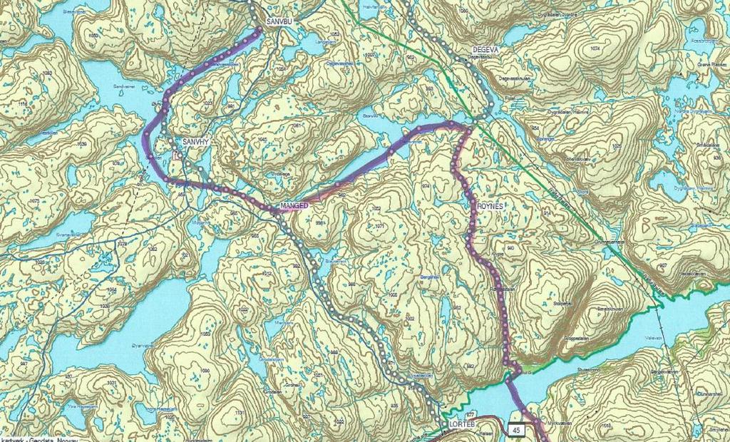 Side 3/5 Kart over omsøkte kjøreruter. Formell bakgrunn for vurdering og vedtak Forskrift om vern av Frafjordheiane landskapsvernområde av 30.01.2004.
