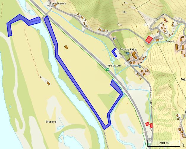 Sør for Fåvang sentrum 5 6 7 8 Figur 10: Kartlagte lokaliteter sør for Fåvang sentrum 5.-6. juli 2017 (Kartarbeid: Kristine Heistad, kartgrunnlag: norgeskart.no, 2017).