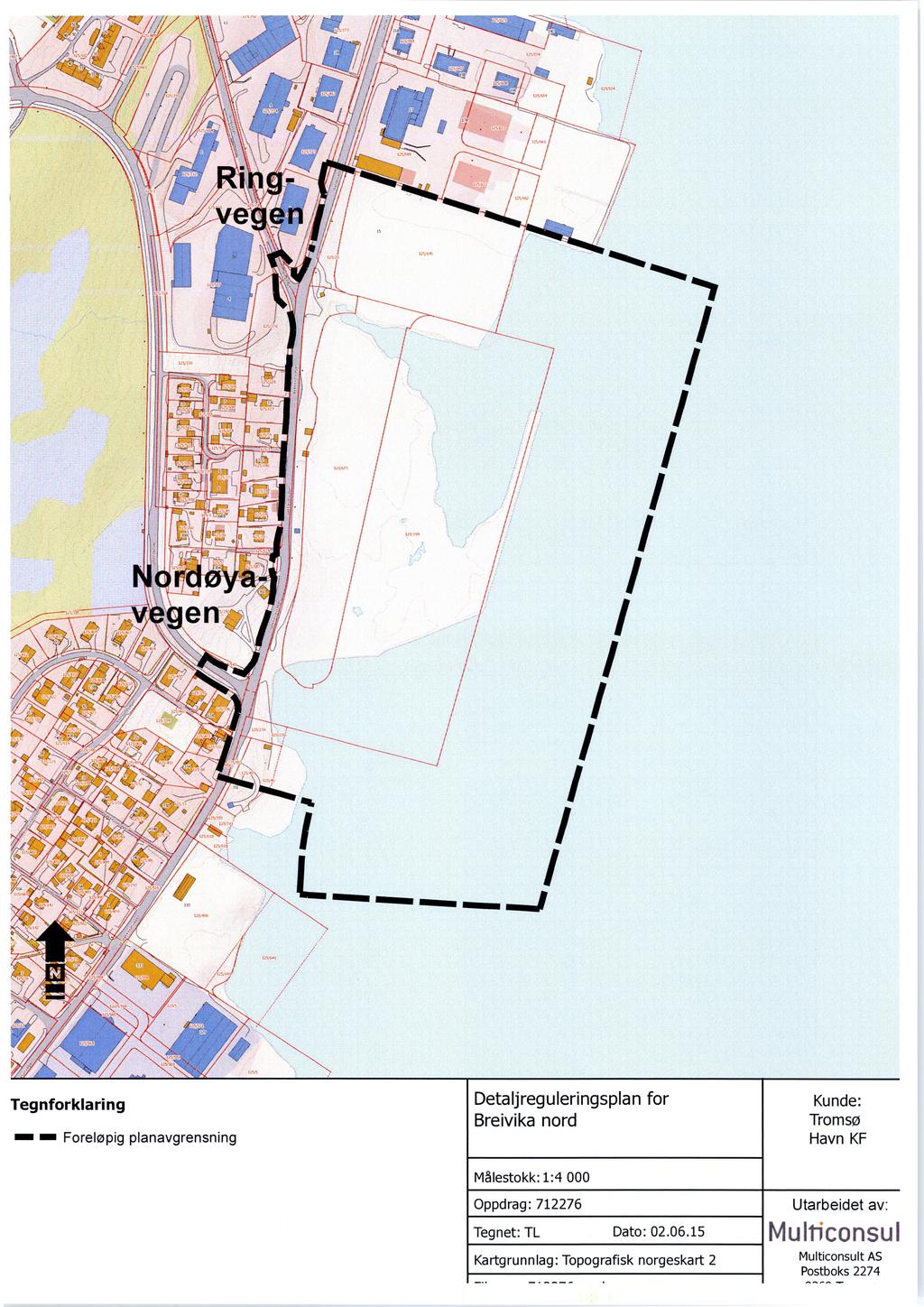 Detaljreguleringsplan for Breivika nord Tegnforklaring Foreløpig planavgrensning Kunde: Tromsø Havn KF Målestokk: 1:4 000
