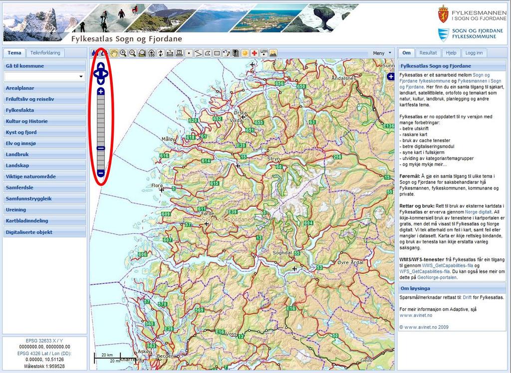 Zoom inn/ut Som i den førre versjonen, kan du zoome inn/ut ved hjelp av zoom verktøya:. I tillegg kan du no også bruke scrolle-funksjon på musa.