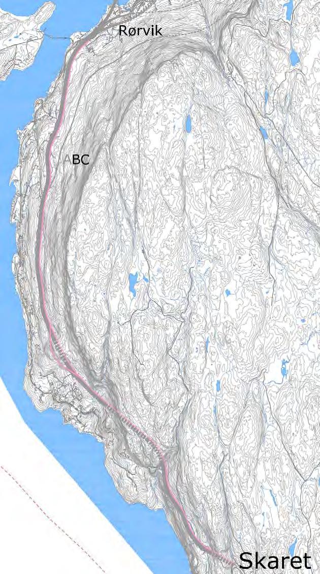 Rosa korridor Skaret - Rørvik Alternativ B: 2/3-feltsveg med fysisk midtdeler, 80