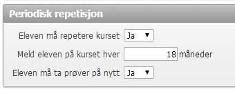Automatisk repetisjon Alle typer kurs (nettkurs,