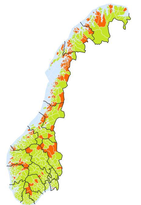 I 2030 har ca 100 kommuner en andel pensjonister (+67 år) som er over 50 pst av befolkningen i yrkesaktiv alder Eksempler fra Hedmark: 2010 2030 Rendalen 37,7 60,0 Stor-Elvdal 34,8 56,1 Grue 33,9