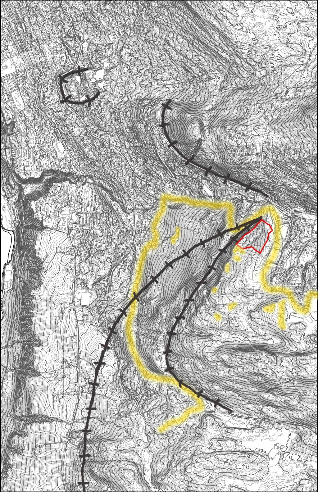 12 (18) LANDSKAPSMESSIG VURDERING Kartskisse som viser overordnede terrengformer