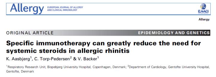 Kortisoninjeksjoner mot allergisk rhinitt ANBEFALES IKKE Recommendation: "In patients with AR, we