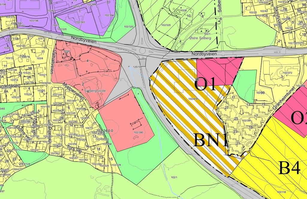 Utsnitt fra kommuneplanens arealdel 2011-2023 Handlingsplanen for Ås 2015-2018 ligger til grunn for beslutningen om en trinnvis utvidelse av Solberg skole, med en forventet kapasitet på opp til 800