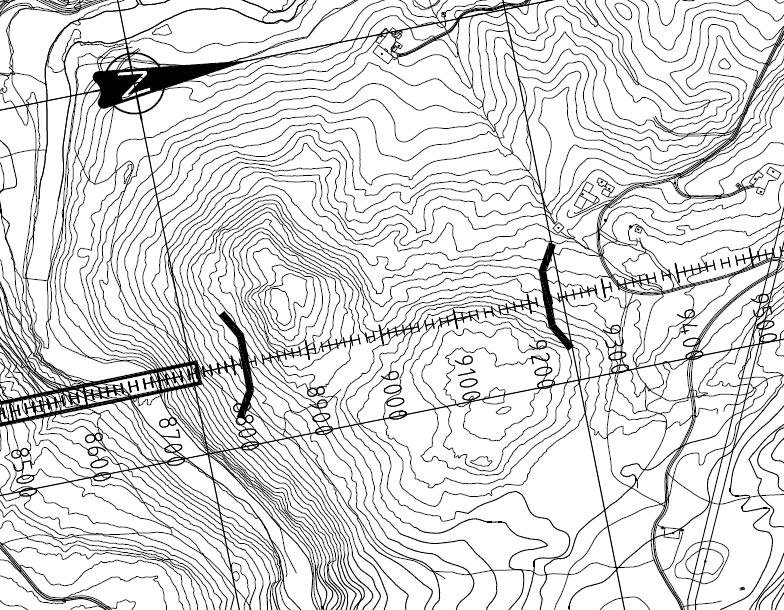 Side: 3 av 6 T2 Påhugg Nord Påhuggsområdet skrår nedover, og ligger mellom 185 og 175 moh, i overgangen mellom terreng med tykke løsmasser (leire?