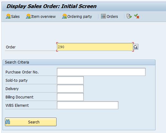 Display Sales Order Eksempel