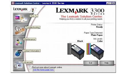 Page 18 of 70 Bruke Lexmarks løsningssenter Slik kan du åpne Lexmarks løsningssenter for 3300 Series: Klikk på Start Programmer Lexmark 3300 Series Lexmarks løsningssenter.