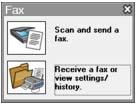 Page 32 of 70 Dialogboksen Faks vises. 3. Klikk på Motta en faks eller vis innstillinger/historikk for å åpne faksprogrammet. Merk: Du kan bare motta fakser når faksprogrammet er åpent.