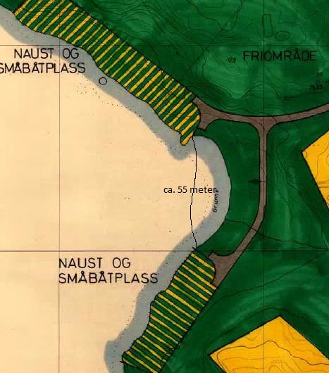 Vurdering: Området er i sjø omfatta av kommuneplanen for Fitjar, der areal er avsett til småbåtanlegg SA3.