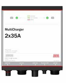 Produkter - Batteriladere MultiCharger 2x35A DEFA MultiCharger 2x35A er en kraftig og kompakt lader som er enkel å montere - til både tunge og lettere kjøretøy.