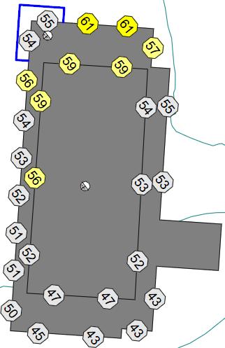 Bygg B Figur 10 - Boenheter på plan 1 og 2 i Bygg B nærmest Egganvegen, hvor det er behov for tiltak er markert til venstre.