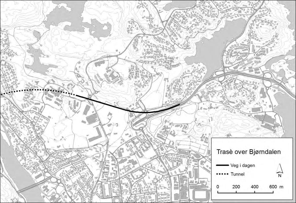 Bjørndalenlinja Bjørndalenlinja Bjørndalenlinja ligger inne i kommuneplanen for Kristiansand og går i dagens trase fra Vige til Bjørndalen, for så å gå inn i fjelltunnel ved Bjørndalen gård.