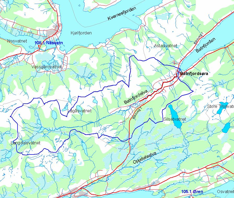 1. Beskrivelse av oppgaven Flomsonekart skal konstrueres for flomutsatt elvestrekning i Batnfjordelva i Gjemnes kommune i Møre og Romsdal, delprosjekt fs 108_1 Batnfjordsøra i NVEs