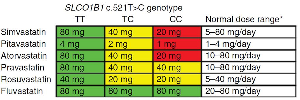 Simvastatin (Zocor) mest følsom (3-4 x) Deretter atorvastatin (Lipitor) (2-3 x) Deretter pravastatin (Pravachol) (2 x) og rosuvastatin (Crestor) (2 x) Ingen effekt på fluvastatin (Lescol) Praktiske