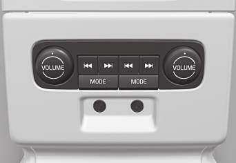 Lyd og medier Bakre kontrollpanel med hodetelefonutgang* Det er mulig å koble inn hodetelefoner og lytte til separate medier, som velges fra det bakre kontrollpanelet.