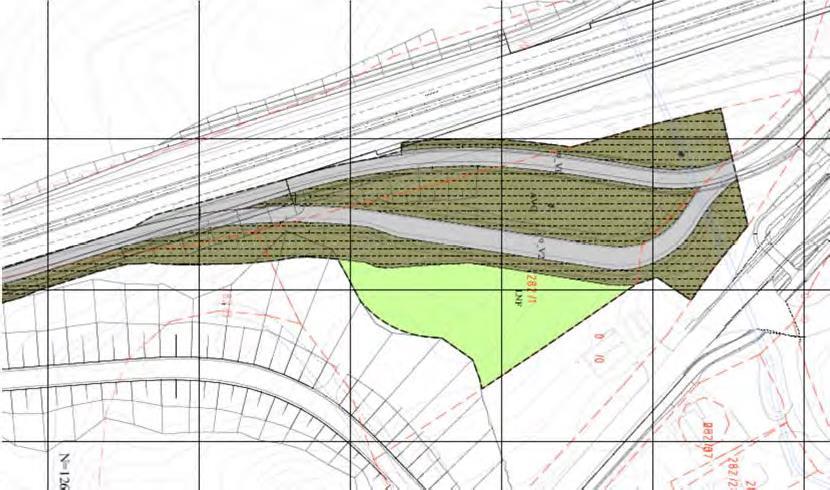 Alternativ 2: Plassering ved Haugsbakken (avkjøringsrampe) Utsnitt fra forslag til reguleringsendring vises under. Positive momenter: Plassering i forhold til Lygnabakka er god.