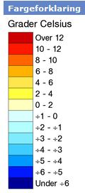 årsmiddeltemperatur for året