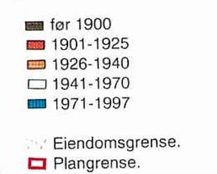 Denne viser at eiendommer på 41/916 og 1136 er bygget i perioden 1971 til 1997.