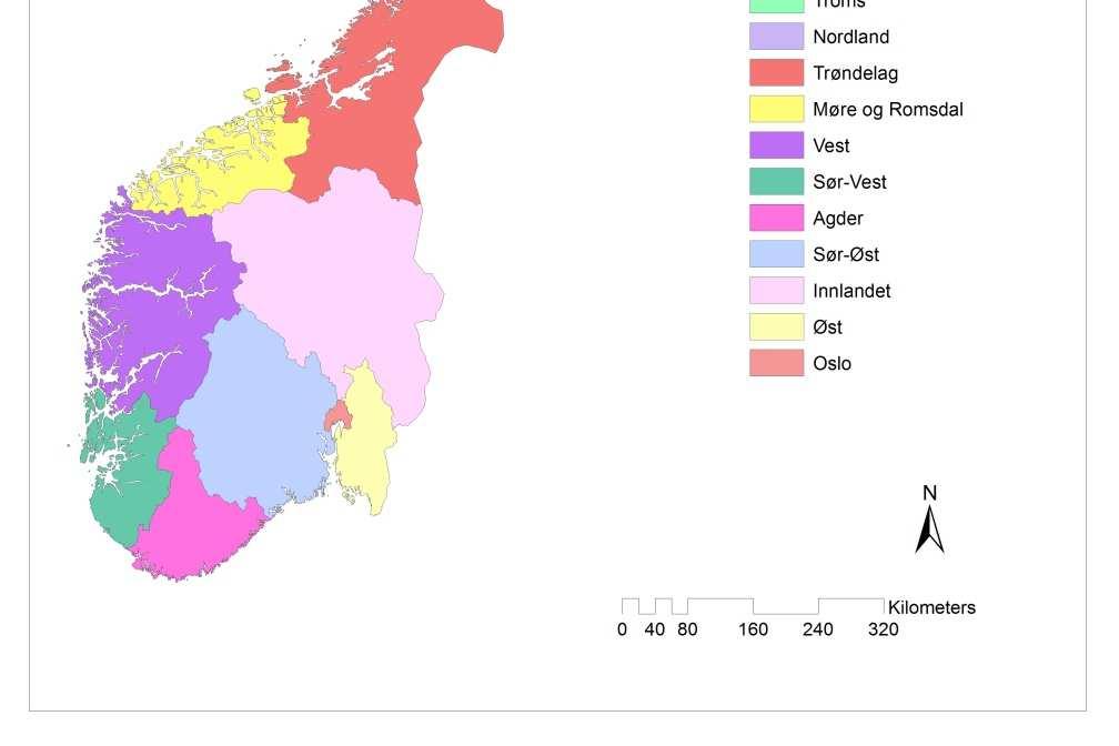 Største politidistrikt i geografisk utstrekning med 52.