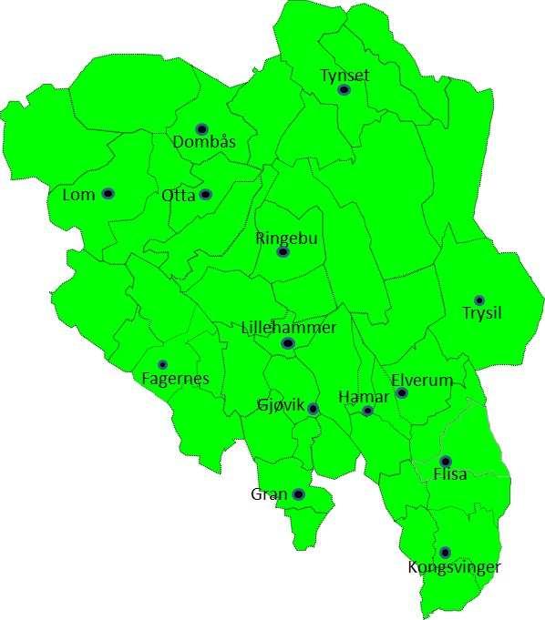 Innlandet politidistrikt 17 geografiske driftsenheter 5 politistasjoner 34 lensmannskontor 799 årsverk våre politiressurser 510 politi, 45 jurister og 244 sivile Inntil videre operasjonssentral på