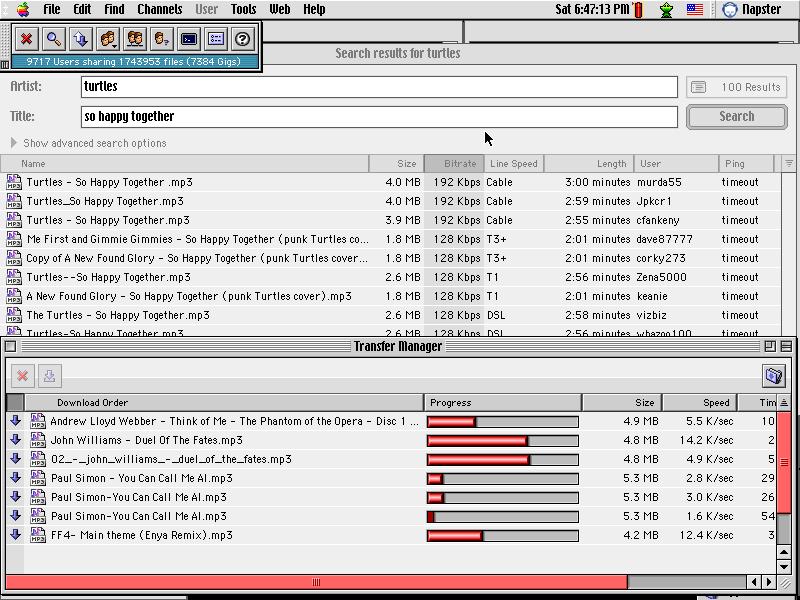 Eksempel: Napster Program for deling av filer (musikk) over Internett Arkitektur Sentralisert index (katalog)