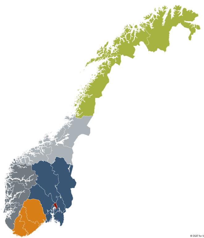 Norsk Norsk +11% NORD-NORGE 74% 8 85% -11% 26% 2 15% Norsk +13% MIDT-NORGE -13% +2% VESTLANDET 72% 7 57% 43% 28% 3 64% 7 66% -2% 36% 3