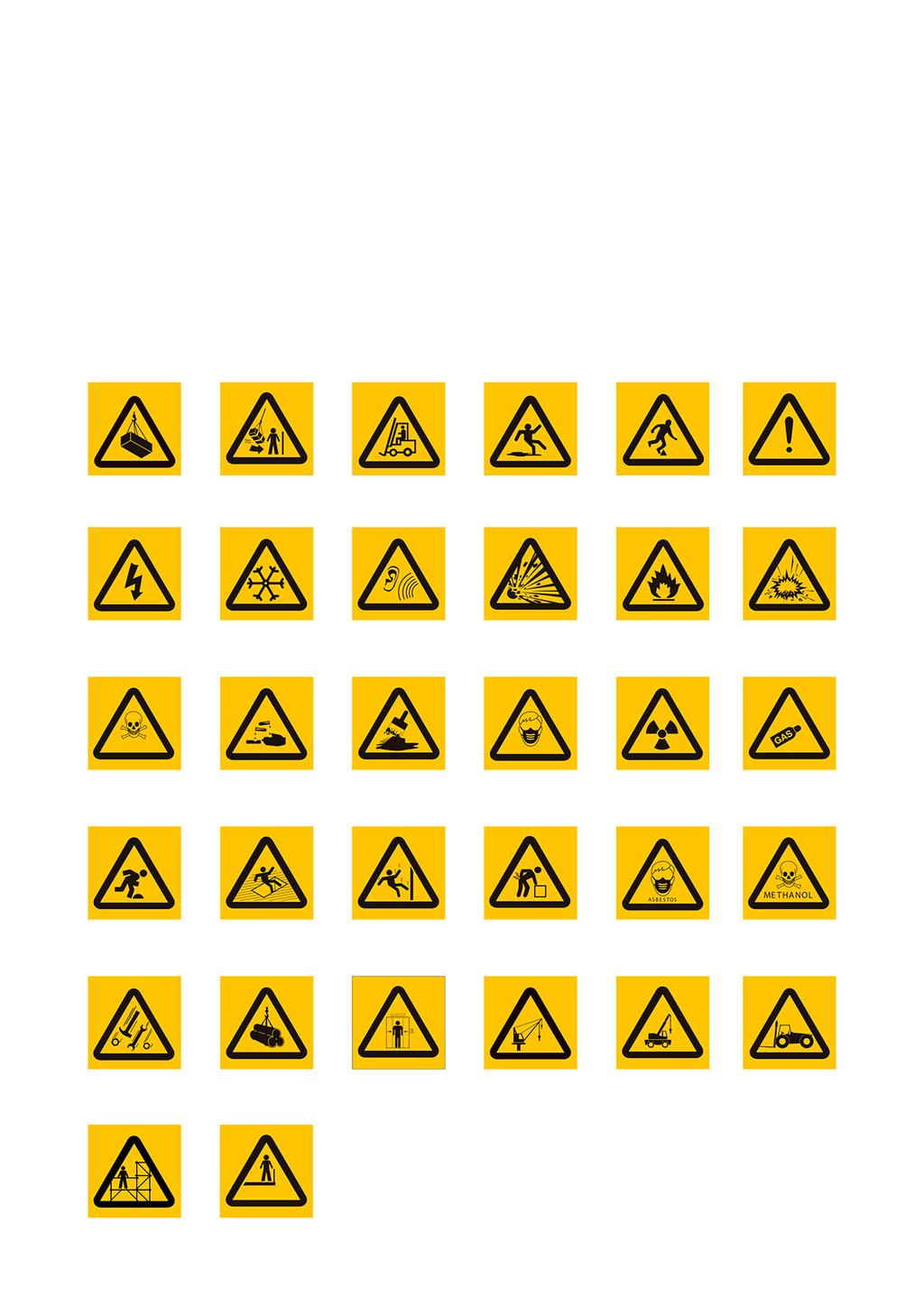 FARESKILT Skiltene skal ha en trekantform med sort symbol på gul bakgrunn med sort kantbord og gulfarge som skal oppta minst 50% av skiltflaten.