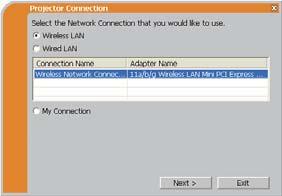 1. Tilkobling til nettverket 1.4 Velge nettverkstilkoblingsmodus Når du har startet LiveViewer, vises skjermbildet Select the Network Connection... (Velg nettverkstilkobling...).