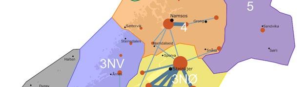 Merk at reisestrømmene er tegnet ut fra geografisk sentrum i kommunene og ikke faktiske reiser.