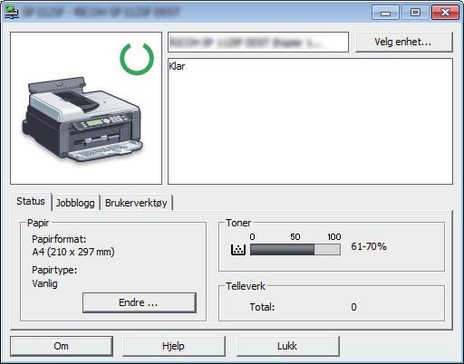 8. Konfigurere maskinen med Smart Organizing Monitor Kontrollere systeminformasjonen Du kan kontrollere tilstanden og statusen til maskinen med Smart Organizing Monitor.