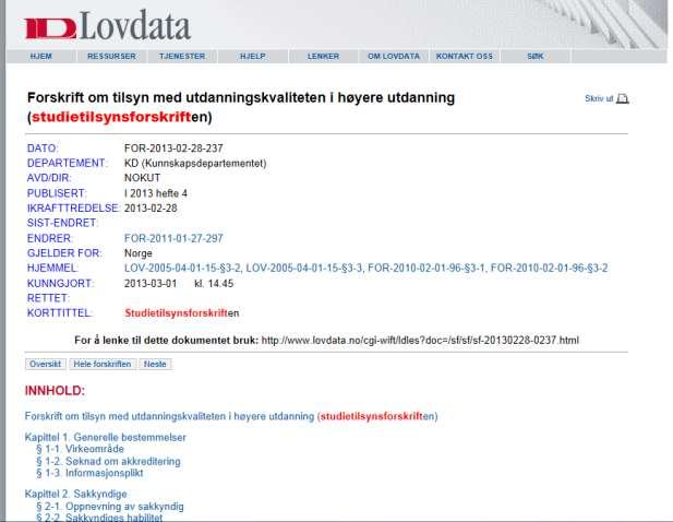 Lovgrunnlaget for tilsynet-