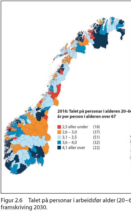 Økende omsorgsbyrde Økende andel eldre, særlig i distriktene og