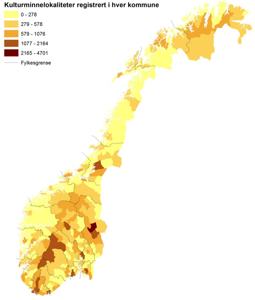 Figur 1: Kulturminnelokaliteter per kommune Henrik F.