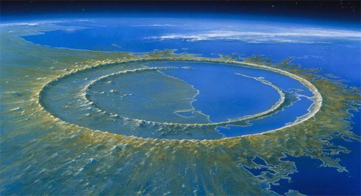 landdyr større enn rotter Chicxulub-krateret idag under havoverflaten har en diameter på vel 180 km eller et areal