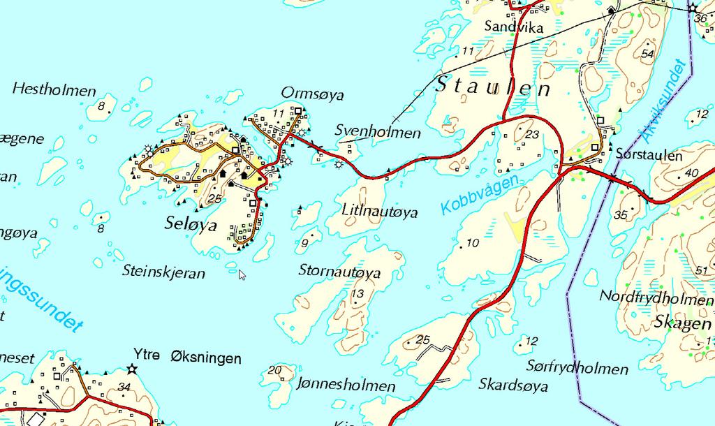 Figur 1: Litlnautøya og Stornautøya er lokalisert