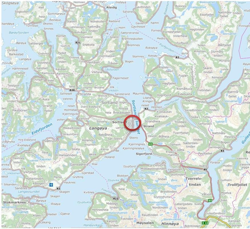 3 INNLEDNING Asplan Viak er engasjert av for å utføre en trafikkanalyse i forbindelse med reguleringsplanen for Vestmarka næringsområde på Sortland.
