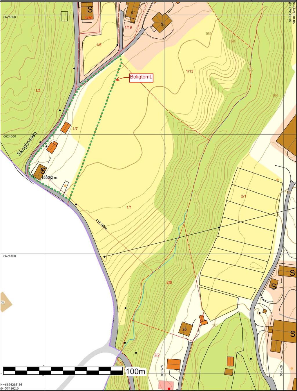 Situasjonskart Beskrivelse av jordprofil: Kartutsnitt fra den undersøkte eiendommen, med lokalisering av prøvelokaliteter er vedlagt: Ja: Nei Ikke