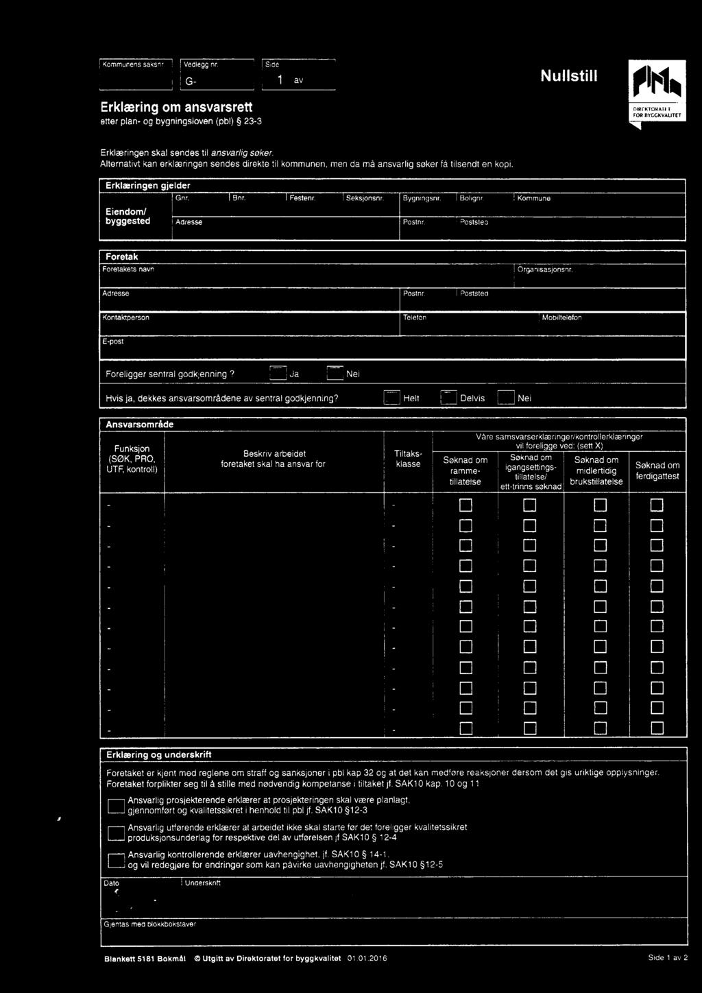 !n 76 2,9,../ Foreligger sentral godkjenning?ja Hvis ja, dekkes ansvarsområdene sentral godkjenning? Helt. elvls f''() Lirl Erklæringog underskrift ~.. 44/d//tAidzilvticr,./4:.