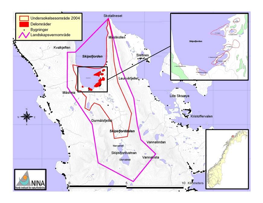 nina oppdragsmelding 857-2.3 Områdebeskrivelse Skipsfjorden er en nord-sør-gående fjord på nordsiden av Vannøya i Karlsøy kommune i Troms.