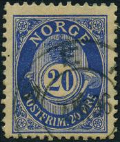 Grovtagget Centraltr. Best.nr.: 8413 20 øre ultramarin 1893/1895.