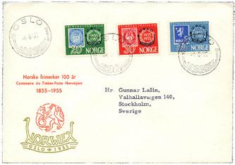 : 3555 Førstedagsbrev Frimerkejubileum, 1955.