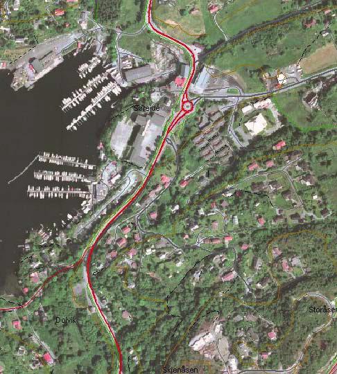 Planområdet Fig. 6.2 Ortofoto over planområdet 6.2 AVGRENSNING Området ligger i åsen/skråningen øst for Ytrebygdveien med Søreidedåsen i nord og Dolvikhaugene i sør.