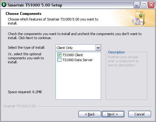 Installasjonsmanual TS 1000 5.02 Installasjonsveiviseren foreslår nå et sted på den lokale harddisken (C:\) der programmet vil bli installert.