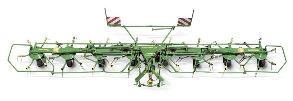 Transporthøyden kan reduseres ved at slå inn de ytterste rotorene 14 Små rotorer lager godt fôr: Modellene KW 7.92 (7,90 m, 8 rotorer), KW 8.82 (8,80 m, 8 rotorer), KW 10.