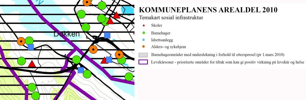 Sosial infrastruktur Kommuneplanens temakart "sosial infrastruktur" viser at planområdet ligger innenfor levekårssonene Laksevåg og Solheim nord, som begge er prioriterte områder for tiltak som kan