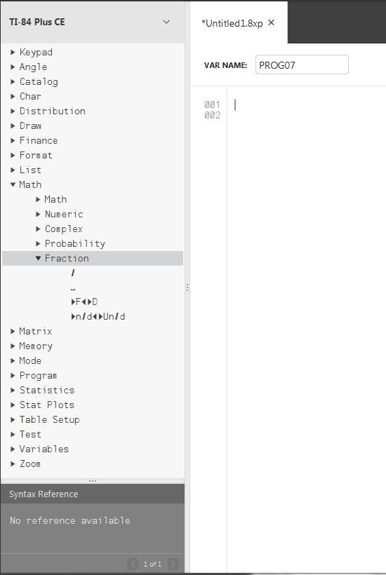 Bruke Katalogpanelet Katalog-panelet inneholder en liste med kalkulatorkommandoer, funksjoner, variabler og symboler du kan bruke til å lage programmer.