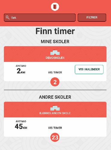 Grønn fane: Finn timer 1 Skolene har valget mellom å legge timer offentlig