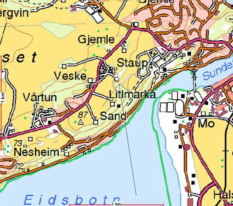 Saksopplysninger: Søknaden gjelder fradeling av parsell på ca. 2000 m2 fra eiendommen Eidesli, gnr.14 bnr.3, Levanger.